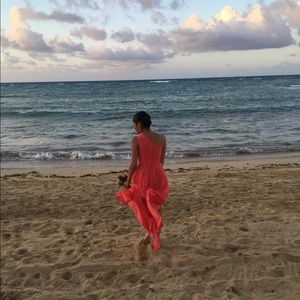 ONE SHOULDER BRIDESMAID DRESS (CORAL REEF)
